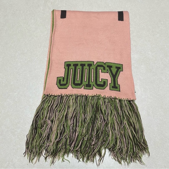 Juicy Couture Scarf Women’s OS Pink Green Oversized Double sided Knit Scarf - Picture 7 of 12